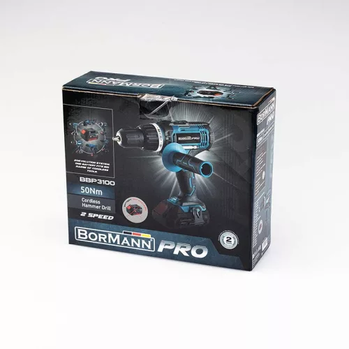 BORMANN Pro Akkus ütvefúró-csavarozó 20 V, 50 Nm, 2 sebességes, akku és töltő nélkül (BBP3100)
