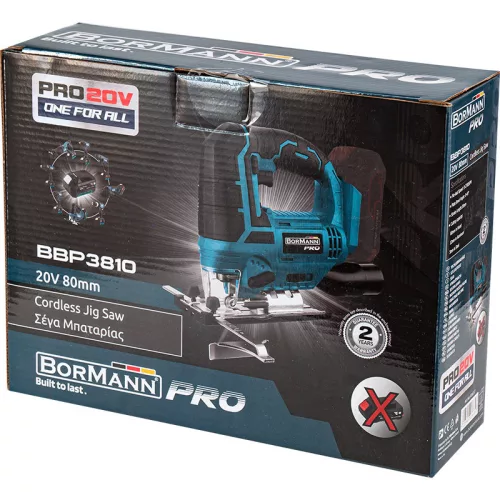 BORMANN Pro Akkus dekopírfűrész 20 V, 80 mm vágásmélység fában, akku és töltő nélkül (BBP3810)