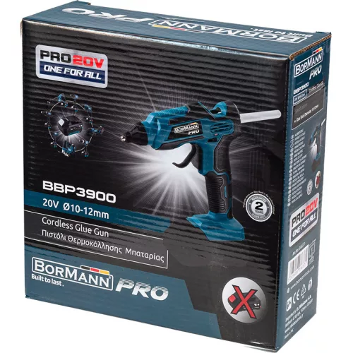 BORMANN Pro Akkus ragasztópisztoly 20 V, 10–12 mm-es ragasztórúdhoz, akku nélkül (BBP3900)