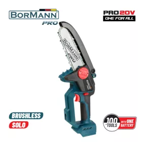   BORMANN Pro Akkus mini láncfűrész 20 V, szénkefe nélküli motorral, 15 cm vezetőlappal, akku nélkül (BBP3990)