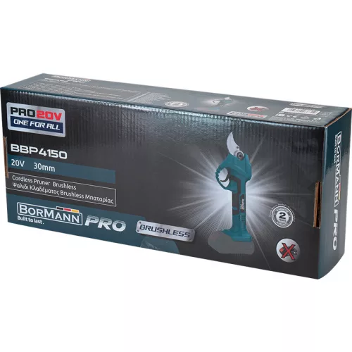 BORMANN Pro Akkus metszőolló 20 V, szénkefe nélküli motorral, 30 mm vágáskapacitással, akku és töltő nélkül (BBP4150)