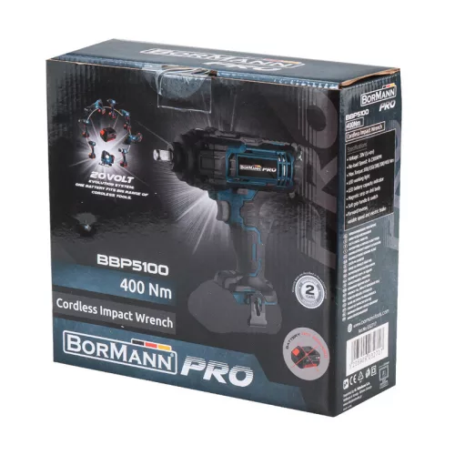 BORMANN Pro Akkus ütvecsavarozó 20 V, 1/2”, 400 Nm, akku és töltő nélkül (BBP5100)