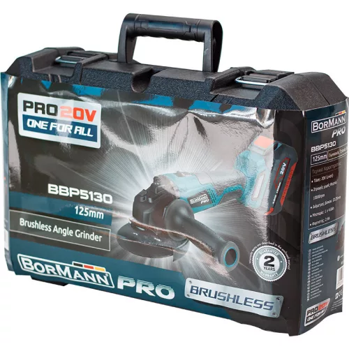 BORMANN Pro Akkus sarokcsiszoló 20 V, 125 mm, 4 Ah akkuval és töltővel (BBP5130)