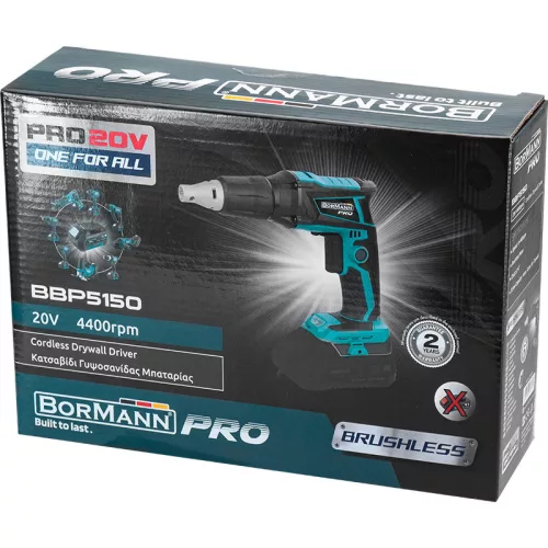 BORMANN Pro Akkus gipszkarton csavarozó 20 V, 4400 ford./perc, akku és töltő nélkül (BBP5150)