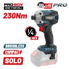   BORMANN Pro Akkus ütvecsavarozó 20 V, 1/4” HEX, 230 Nm, szénkefementes, akku és töltő nélkül (BBP5153)