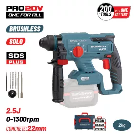   BORMANN Pro Akkus SDS Plus fúrókalapács 20 V, 2,5 J, szénkefementes, géptest (BBP5302CA)