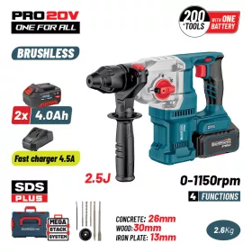   BORMANN Pro Akkus SDS Plus fúrókalapács 20 V, 3,5 J, szénkefementes, 2×4 Ah akkuval (BBP5316X44CA)