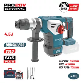   BORMANN Pro Akkus SDS Plus fúrókalapács 20 V, 4,5 J, szénkefementes, géptest (BBP5336CA)