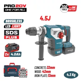   BORMANN Pro Akkumulátoros fúrókalapács SDS-Plus, 20 V, 4,5 J, szénkefe nélküli motorral (BBP5337X44CA)