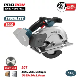   BORMANN Pro Akkus kézi körfűrész 20 V, 185 mm, akku és töltő nélkül (csak gép) (BBP5355)