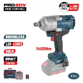   BORMANN Pro Akkus ütvecsavarozó 20 V, 1400 Nm, 3/4", szénkefementes, géptest (BBP5391CA)