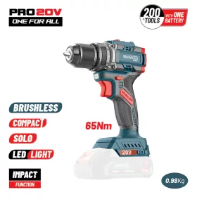   BORMANN Pro Akkus ütvefúró-csavarozó 20 V, 65 Nm, szénkefementes, akku és töltő nélkül (BBP5400)