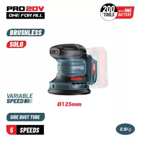   BORMANN Pro Akkus excenter csiszoló 20 V, 125 mm, akku és töltő nélkül (BBP5413)