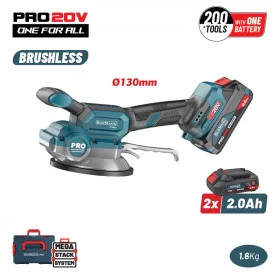   BORMANN Pro Akkus burkolólap vibrátor 20 V, 130 mm tapadókorong, 2 × 2 Ah akkuval (BBP5426X22C)
