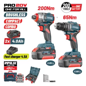   BORMANN Pro Akkus ütvefúró-csavarozó és ütvecsavarozó szett 20 V, szénkefementes, 2 × 4 Ah akkuval és kofferrel (BBP5431X44T2CA)