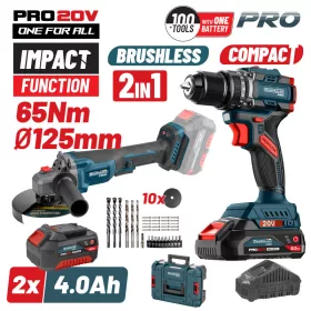   BORMANN PRO Akkus gépszett 20 V, ütvefúró-csavarozó és 125 mm sarokcsiszoló, 2 × 4 Ah akkuval (BBP5433X44T2CA)