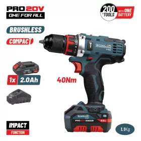   BORMANN Pro Akkus ütvefúró-csavarozó 20 V, 40 Nm, 2 Ah akkuval és töltővel (BBP5446X2)