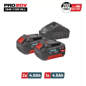   BORMANN Pro Akkumulátor és gyorstöltő készlet BORMANN Pro 20 V gépekhez, 2 db 4 Ah akkuval, 4,5 A töltővel (BBP9944)