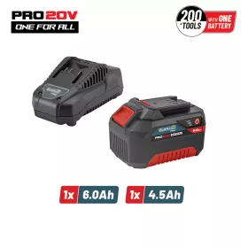   BORMANN Pro Akkumulátor és gyorstöltő készlet BORMANN Pro 20 V gépekhez, 6 Ah akkuval, 4,5 A töltővel (BBP9960)