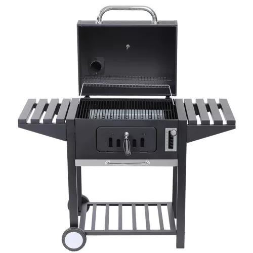Bormann Elite faszén grill - SMOKER ,  60x45, hőmérővel, 6 pozícióban állítható lappal, 2 db oldalasztal, hamutartó (BBQ1940)