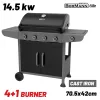 BORMANN Gázgrill 4+1 égővel 14,5 kW, öntöttvas ráccsal és oldalsó égővel (BBQ6041)