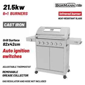  BORMANN ELITE Gázgrill 6+1 égős, öntöttvas grillráccsal, oldalsó égővel (BBQ7061)