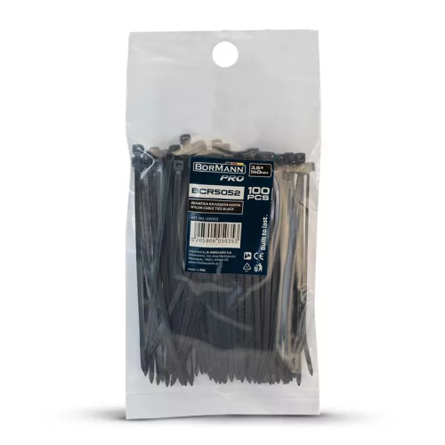 BORMANN Pro nylon gyorskötözők 3,6*140mm fekete 100db (BCR5052)