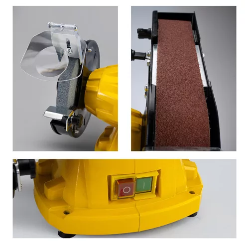 BORMANN Lite asztali köszörű Φ150mm, 350W szalagcsiszolóval 50x686mm (BDT1520)