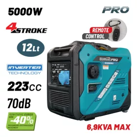   BORMANN Pro Inverteres benzines áramfejlesztő generátor 5000 W, 223 cm³, elektromos indítással, távirányítóval, ATS-sel és kerekekkel (BGB2050)