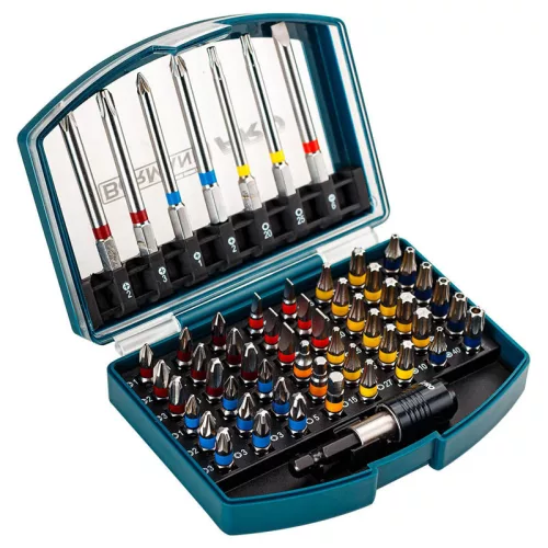 BORMANN Pro Bitkészlet bittartó adapterrel, 25 és 75 mm, S2 acél, 56 részes (BHT1610)