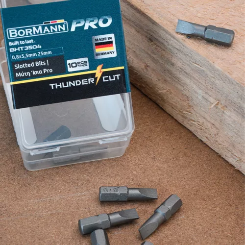 BORMANN Pro 10 részes csavarhúzó bit készlet  0,8x5,5 25mm 10 db (BHT3504)