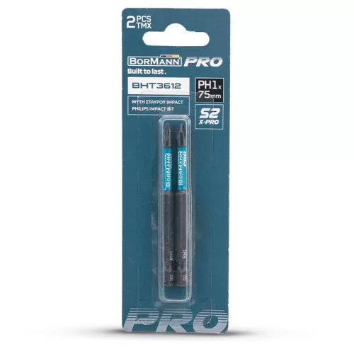 BORMANN Pro philips ütvecsavarozó  bit s2 x-pro ph1x75mm 2db (BHT3612-2)