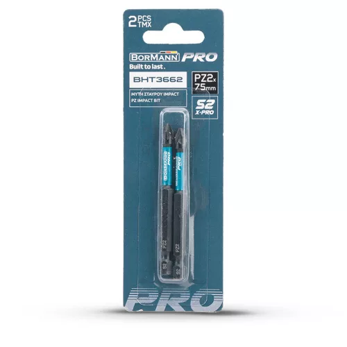 BORMANN Pro ütvecsavarozó bit s2 x-pro pz2x75mm 2db (BHT3662-2)