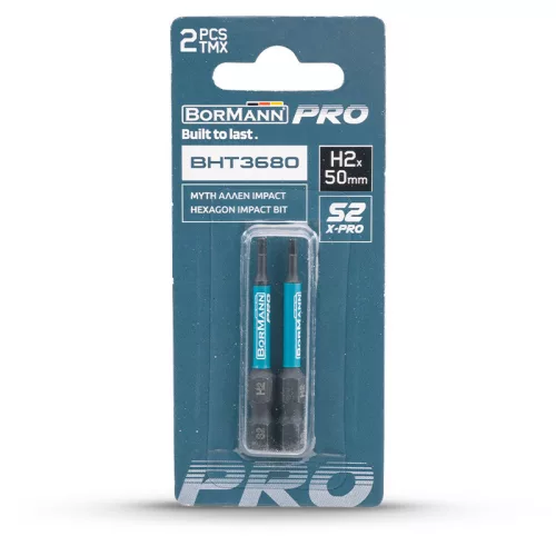 BORMANN Pro behajtó bit s2 x-pro h2x50mm 2db (BHT3680-2)