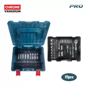   BORMANN Pro Dugókulcs- és bitkészlet 1/4” és 1/2” meghajtással, CrV, 111 részes, tárolókofferben (BHT5185)