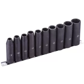   BORMANN Pro DUGÓKULCS KÉSZLET GÉPI 1/2" 10 RÉSZES HOSSZÚ 8-21 MM (BHT7704)