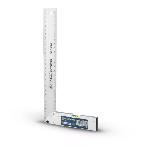 BORMANN Pro DERÉKSZÖG VONALZÓ 30cm, vízmértékkel (BHT7762)