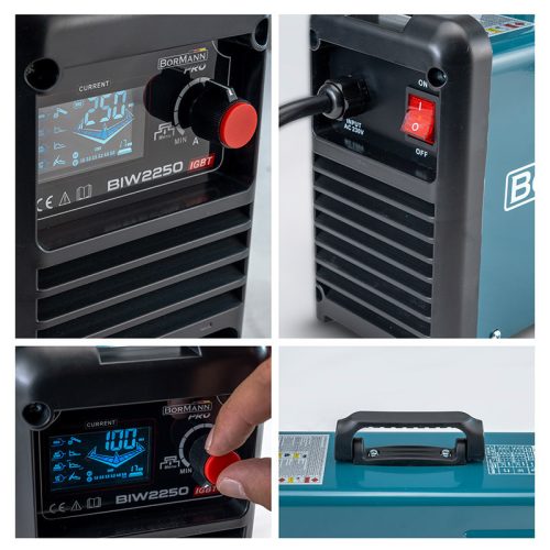 BORMANN Pro INVERTERES HEGESZTŐ  250A/60%, DIGITÁLIS KIJELZŐ, MAX ELEKTRÓDA ÁTMÉRŐ 5mm + FEJPAJZS (BIW2250)
