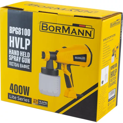 BORMANN Lite elektromos HVLP FestékSZÓRÓ Pisztoly 400 W, 800 ml, 60 din, Φ1,8/2,6 mm (BPG8100)