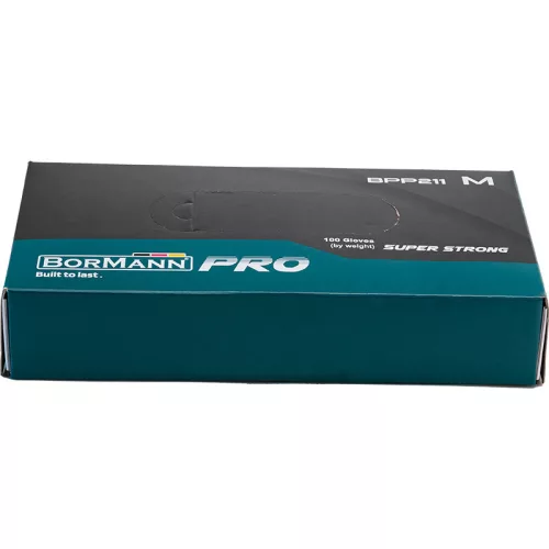 BORMANN Pro NITRIL EGYSZER HASZNÁLATOS GUMIKESZTYŰ FEKETE L, 100db (BPP212)