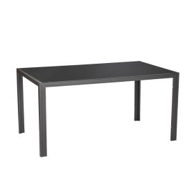   BORMANN KÜLTÉRI ASZTAL, FEKETE ÜVEG ÉS SZÜRKE ALUMÍNIUM, 150x90x72cm (BSP1156)