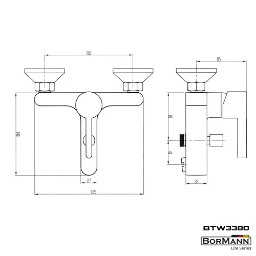 BORMANN Kádtöltő CSAPTELEP "VIOLET", ZUHANYSZETTEL (BTW3380)