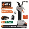 NAKAYAMA PRO Akkumulátoros szénkefementes metszőolló, 21V, 40 mm vágáskapacitás, kofferben, progresszív vágás, átmérő 0-15/0-40mm,, 2x2Ah (EC1440)