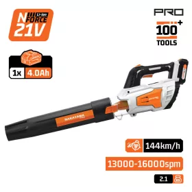   NAKAYAMA Pro Lombfúvó akkus, 21 V, 144 km/h, 4,0 Ah akkumulátorral és töltővel (EC1641X4)