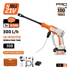   NAKAYAMA PRO Akkus magasnyomású mosó 30 bar, 300 l/óra, 4,0 Ah akkumulátorral és töltővel (EC1660X4CA)