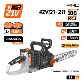   NAKAYAMA PRO Akkus láncfűrész 42 V, 40 cm, szénkefementes, 2×4 Ah akkuval (EC1711X44)