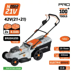   NAKAYAMA PRO Akkus fűnyíró 42 V, 43 cm, szénkefementes, 2×4 Ah akkuval (EC1726X44)
