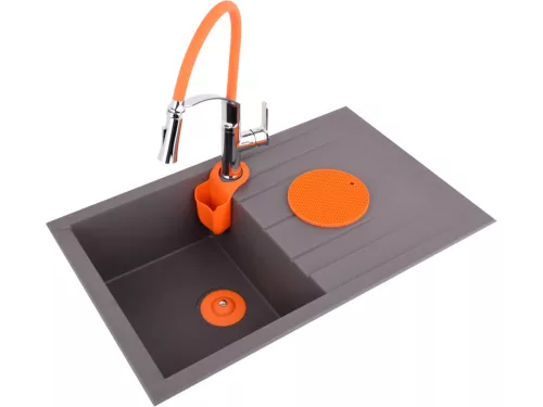 FALA Mosogató csaptelep flexibilis kifolyóval és kétfunkciós zuhanyfejjel, 60 cm, narancssárga (75678)