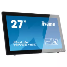   Iiyama ProLite T2755MSC-B1 érintőképernyős monitor, 68,6 cm (27 hüvelyk), projektív kapacitív, Full HD, USB, készlet (USB), fekete