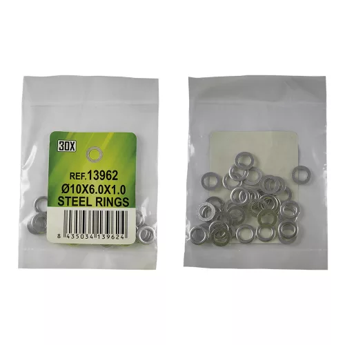 JBM Acél alátét injektorjavító készlethez, Ø10 × 6 × 1 mm, 50 db (13962)